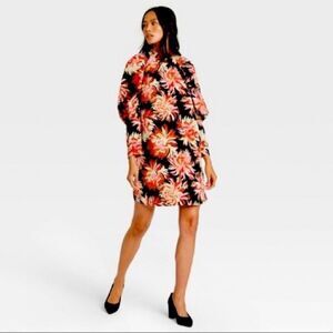 Who What Wear Floral Puff Long Sleeve Dress